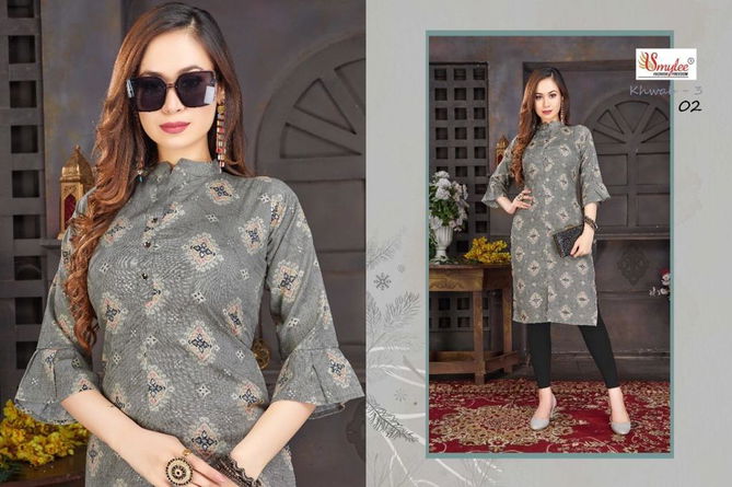 Smylee Khwab 3 Rayon Printed Regular Wear Designer Kurti Collection